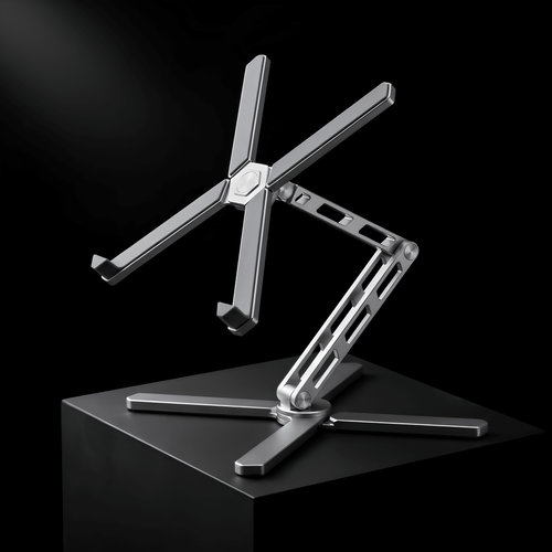 360 degree rotating laptop stand ergonomic silver aluminum